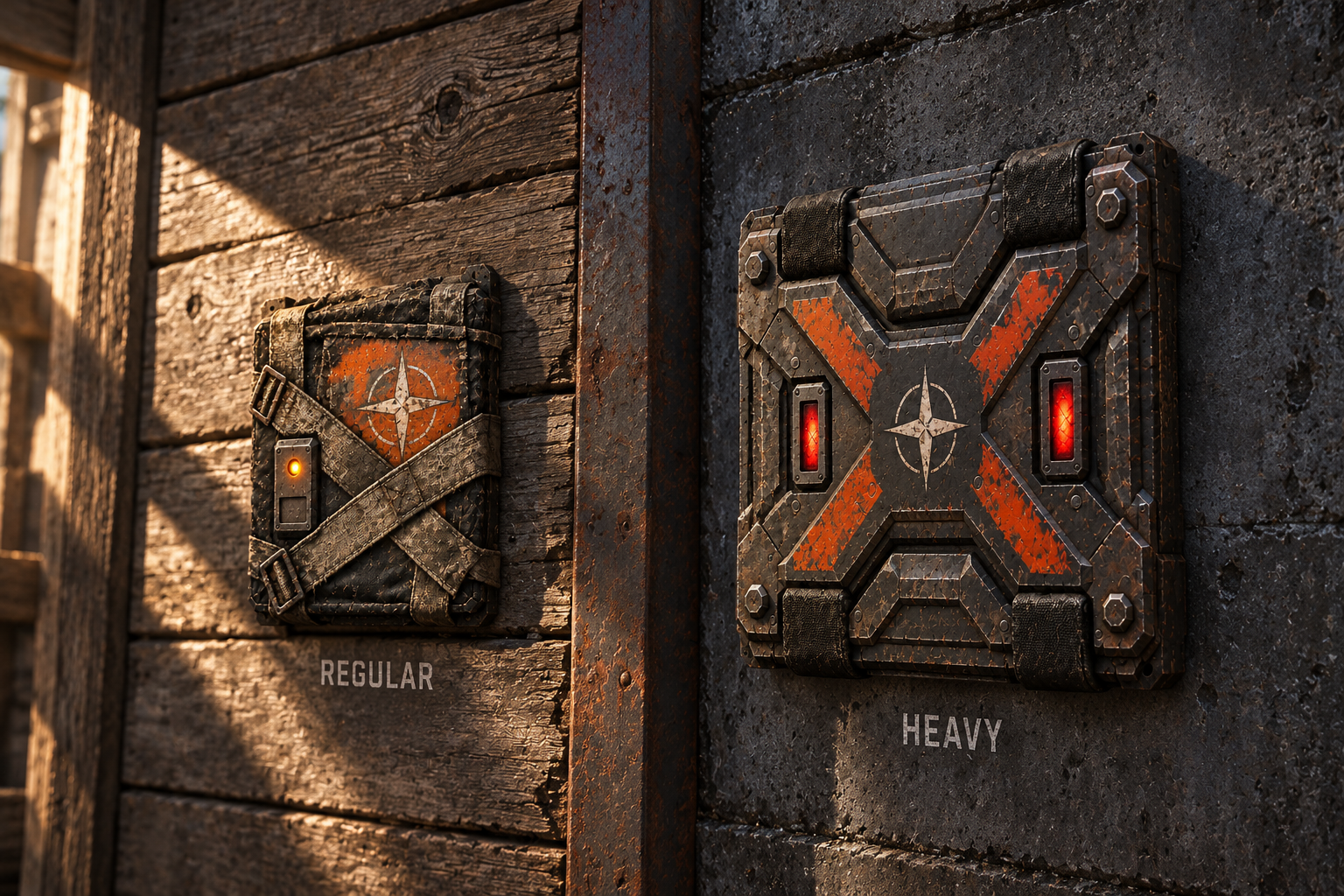 NorthStar regular and heavy breaching charge concept mounted on a wall